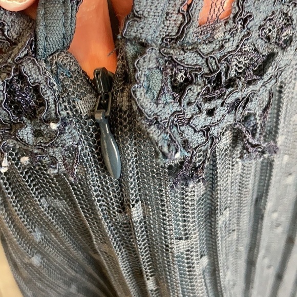 Lane Bryant Blue Pleated Lace Yoke Swing Shift Dress 14/16 Plus Mini Feminine - Picture 12 of 16